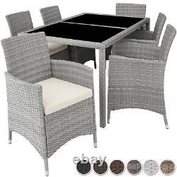 Garden Furniture Set 6 Chairs + Glass Table Patio Outdoor Wicker Rattan USED