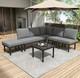 Garden Furniture Set 6 Seater Outdoor Patio Corner Sofa & Table Galvanized Woven