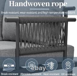 Garden Furniture Set 6 Seater Outdoor Patio Corner Sofa & Table Galvanized Woven