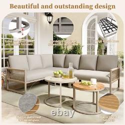 Garden Furniture Set 7 Seater Outdoor Patio Conservatory Corner Sofa with Tables