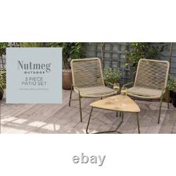 Garden Furniture Set Coffee Bistro Chairs Triangular Table Patio Outdoor 3 Piece