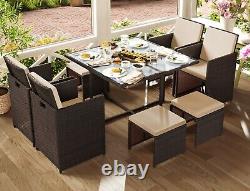 Garden Furniture Set Dining Table Set of 9 PE Rattan Outdoor Patio Furniture