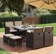 Garden Furniture Set Dining Table Set Of 9 Pe Rattan Outdoor Patio Furniture