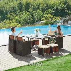 Garden Furniture Set Dining Table Set of 9 PE Rattan Outdoor Patio Furniture