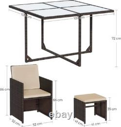 Garden Furniture Set Dining Table Set of 9 PE Rattan Outdoor Patio Furniture