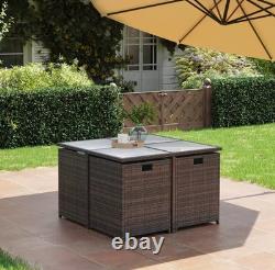 Garden Furniture Set Dining Table Set of 9 PE Rattan Outdoor Patio Furniture