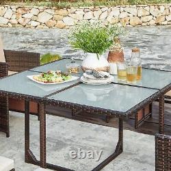 Garden Furniture Set Dining Table Set of 9 PE Rattan Outdoor Patio Furniture