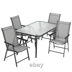Garden Furniture Set Large Table Chairs Outdoor Patio Seat Tabletop Parasol Hole
