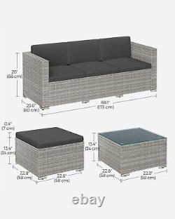 Garden Furniture Set PE Rattan Patio Outdoor Corner Sofa Couch Grey GGF005G55
