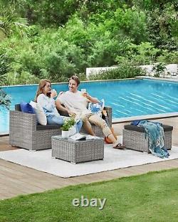 Garden Furniture Set PE Rattan Patio Outdoor Corner Sofa Couch Grey GGF005G55