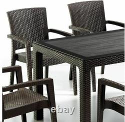 Garden Furniture Set Patio Outdoor Table And Chairs 6 Seater Rattan Glass Top