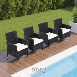 Garden Furniture Set Table Chairs Bistro Patio Outdoor Rattan Table Parasol Hole