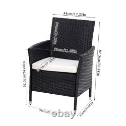 Garden Furniture Set Table Chairs Bistro Patio Outdoor Rattan Table Parasol Hole