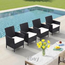 Garden Furniture Set Table Chairs Bistro Patio Outdoor Rattan Table Parasol Hole