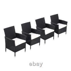 Garden Furniture Set Table Chairs Bistro Patio Outdoor Rattan Table Parasol Hole