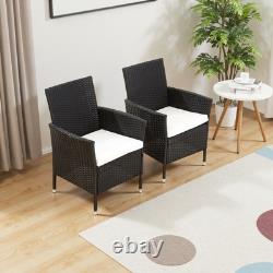 Garden Furniture Set Table Chairs Bistro Patio Outdoor Rattan Table Parasol Hole