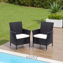 Garden Furniture Set Table Chairs Bistro Patio Outdoor Rattan Table Parasol Hole