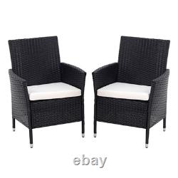 Garden Furniture Set Table Chairs Bistro Patio Outdoor Rattan Table Parasol Hole
