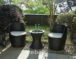 Garden Furniture Set Vase Rattan 3 Piece Stackable Space saving Patio Bistro NEW