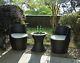 Garden Furniture Set Vase Rattan 3 Piece Stackable Space Saving Patio Bistro New