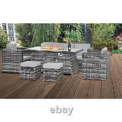 Garden Furniture Set With Firepit Table Chairs Sofa Bench Cover Outdoor Patio