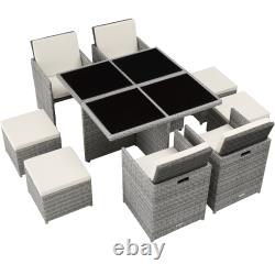 Garden Furniture Table and Chairs Rattan Set Patio Aluminium Dining Cube 8 Seats