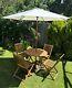 Garden Furniture Wooden Dining Set Outdoor Patio Table And Chairs Umbrella