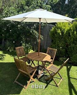 Garden Furniture Wooden Dining Set Outdoor Patio Table and Chairs Umbrella