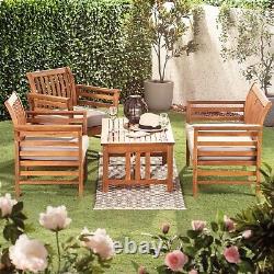 Garden Gear Acacia Garden 4 Piece Sofa Set Cushions Outdoor Patio Lawn Furniture