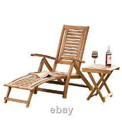Garden Gear Outdoor Acacia Wood Chair Patio Furniture Seat Recliner Sun Lounger