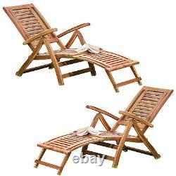 Garden Gear Outdoor Acacia Wood Chair Patio Furniture Seat Recliner Sun Lounger