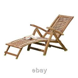 Garden Gear Outdoor Acacia Wood Chair Patio Furniture Seat Recliner Sun Lounger