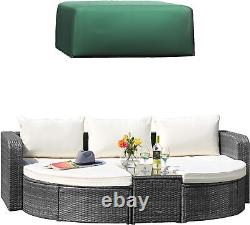 Garden Life Outdoor Rattan Furniture 5pc Patio Sofa Day Bed Chair Table Set NEW