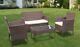 Garden Outdoor Furniture Rattan Set 4pc Table Chair Sofa For Patio Lounger Yard