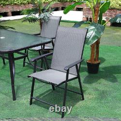 Garden Outdoor Furniture Sets 6 Seater Glass Table And Chairs Patio Parasol Hole