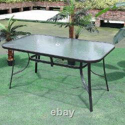 Garden Outdoor Furniture Sets 6 Seater Glass Table And Chairs Patio Parasol Hole