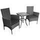 Garden Outdoor Rattan Bistro Set Furniture 3 Pcs Patio Weave Companion Chair