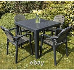 Garden Patio Bistro Chairs Table Set Grey Plastic Coffee Outdoor Furniture Set