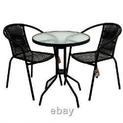 Garden Patio Bistro Set Outdoor Summer Table Chairs Home Black Wicker Furniture