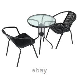 Garden Patio Black Furniture Outdoor Round Table And Chairs Sets Rattan Balcony