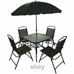 Garden Patio Dining Furniture Outdoor Patio Set 4 Chairs & Table Parasol Metal