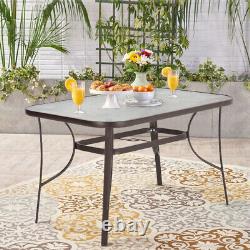 Garden Patio Dining Table Outdoor Bistro Tables Furniture with Metal Frame Glass