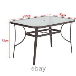 Garden Patio Dining Table Outdoor Bistro Tables Furniture with Metal Frame Glass