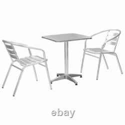 Garden Patio Furniture 2 Aluminium Chairs & 1 Square Aluminium Table