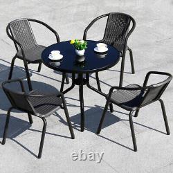 Garden Patio Furniture Bistro In Outdoor Clear Black Table Rattan Chair Seater