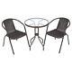 Garden Patio Furniture Bistro Table & Chair Sets Tempered Glass Top Metal Frame