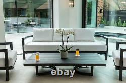 Garden Patio Furniture Outdoor Aluminium Grey 4 Piece Set Sofa Table + 2 Chairs