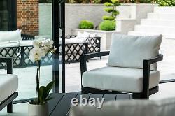 Garden Patio Furniture Outdoor Aluminium Grey 4 Piece Set Sofa Table + 2 Chairs
