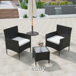 Garden Patio Furniture Outdoor Rattan Effect 3 Piece Set Coffee Table + 2 Chairs