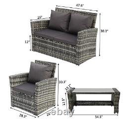 Garden Patio Furniture Rattan Conservatory Sofa Table Set 4 Seat Armchair Table